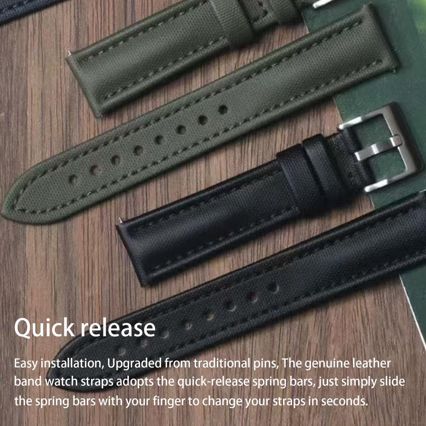 Aoeiwv Nylon Leather Watch Band Quick Release Waterproof Resistant Oxford Fabric Durable Hybrid Premium Nylon Fiber Genuine Leather Universal Replacement Strap 18mm 19mm 20mm 21mm 22mm for Men Women