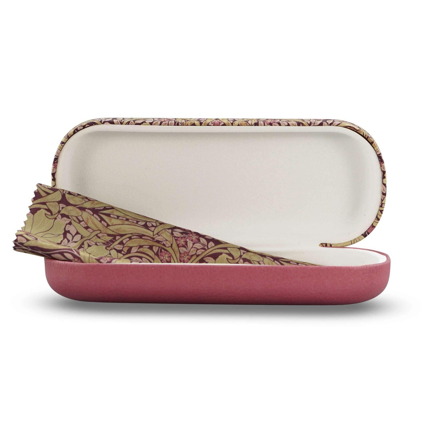 Half Moon Bay Pimpernel by ACS William Morris 6.5 x 2.76 x 1.65 Inch Ivory and Blush Rose Pink PU Leather with Microfiber Cloth Hard Cover Hinged Eyeglass Case