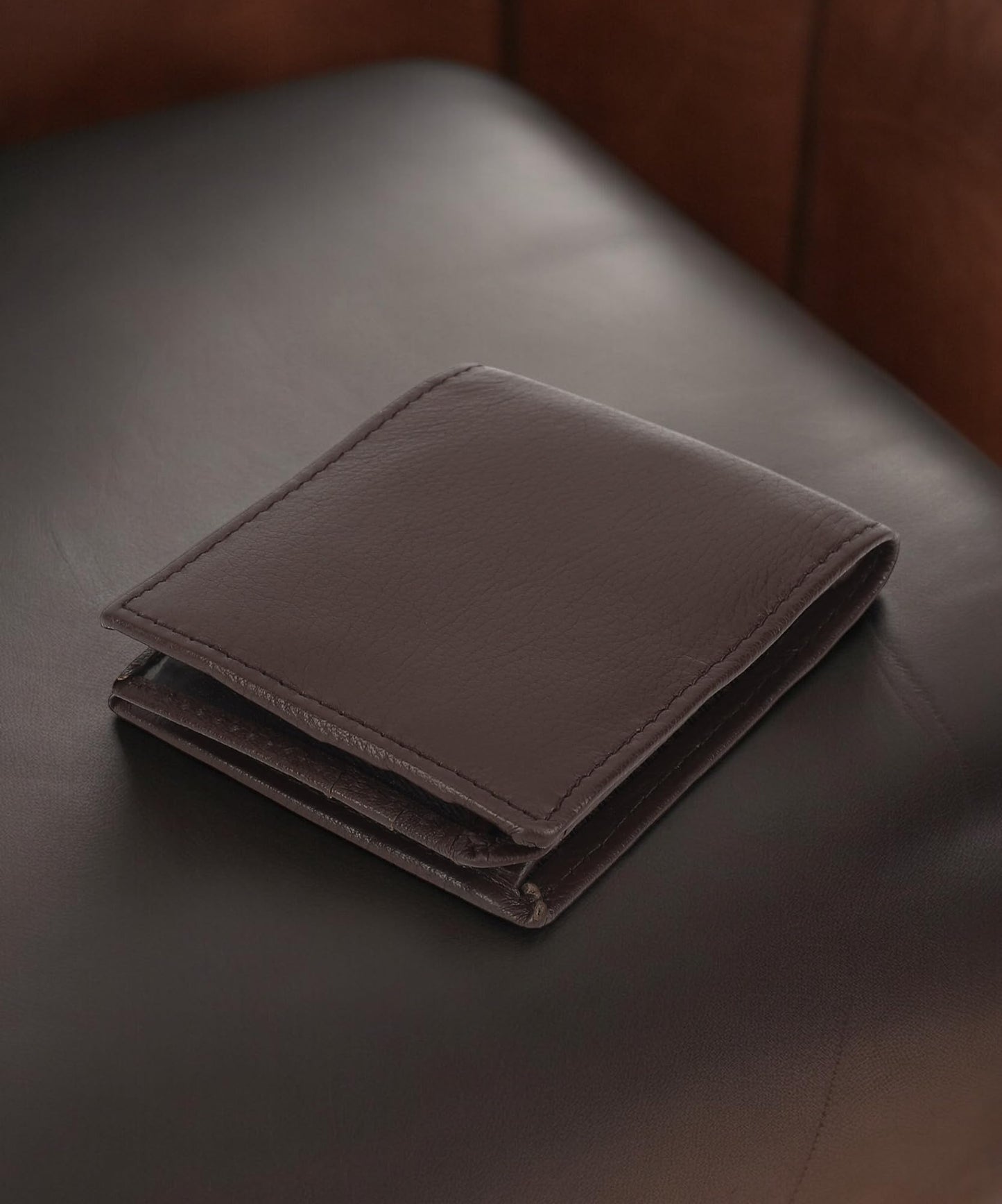 Leatherboss Leather Boys Slim Compact Flap Id Coin Pocket Bifold Wallet with debit credit card holder, Dark Brown