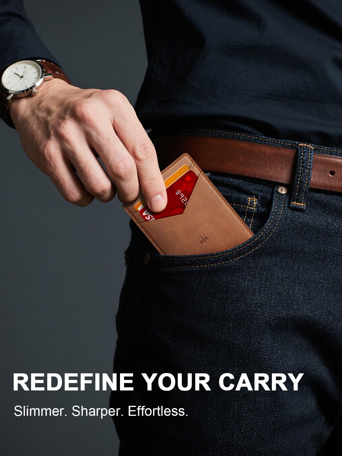 Ruiici Wallet for Men, Slim Minimalist Wallet with Money Clip＆ID Window, RFID Blocking Pop-Up Credit Card Holder, Smart Auminum Mens Wallet Holds 9-13 Cards (Gift Box) (Brown)