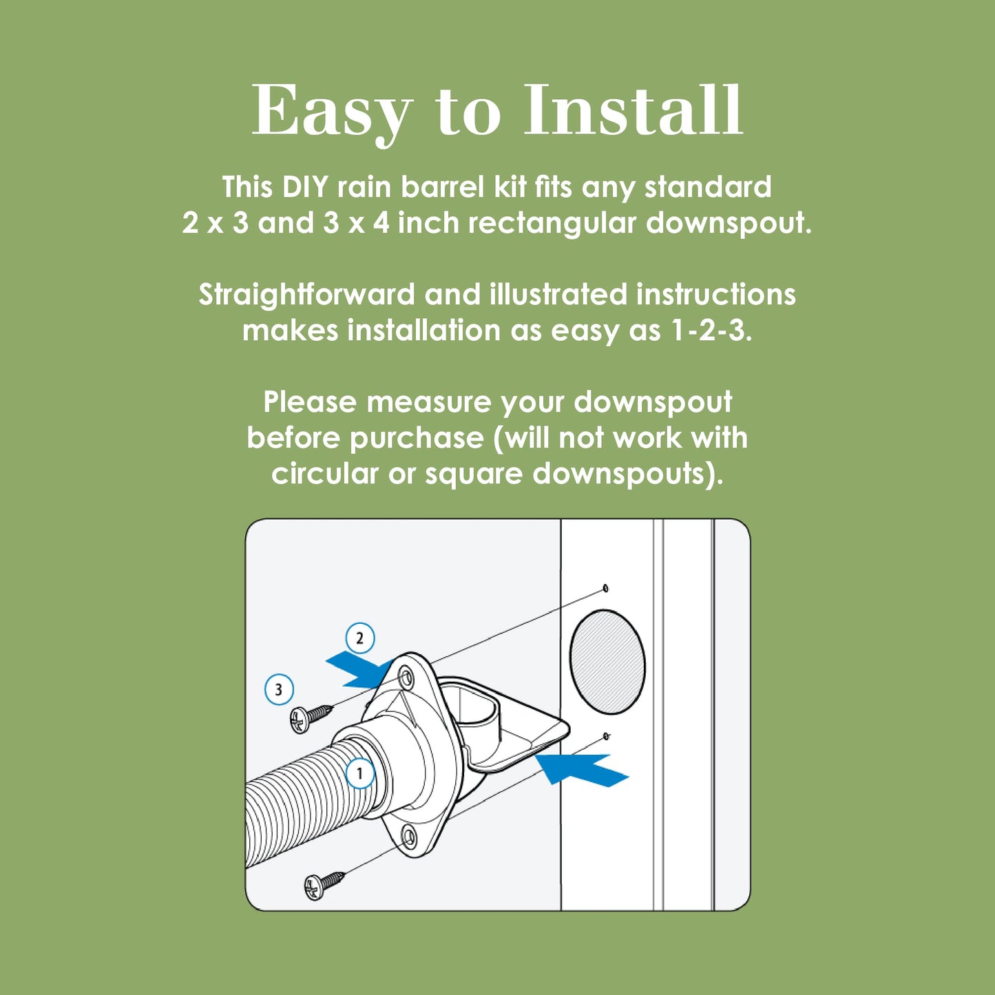 EarthMinded FlexiFit Universal Diverter System - Works with Standard Rectangular Downspouts - Easily Connects Your Existing Rain Barrel to a Downspout Diverter System