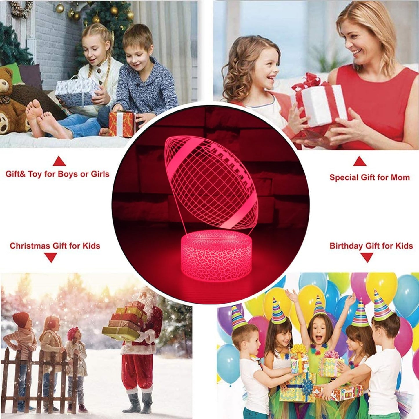 i-CHONY Football Gift Night Light for Kids Boys Girls Teens,Dimmable Led 3D Illusion Lamp,Birthday Holiday Xmas Gift,Football Sport Fan Children's Room Decorations