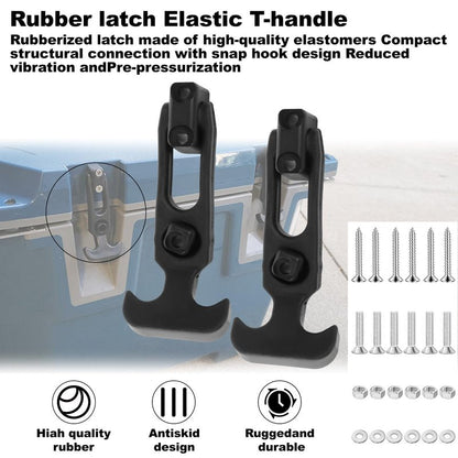 crenlux Rubber Flexible T-Handle Hasp Draw Latch for Farm Machinery, Construction Hoods, Off-Road Vehicles, Golf Carts, Coolers, Rubber Flexible T-Handle Hasp Draw Latch Replacement (4Pcs)