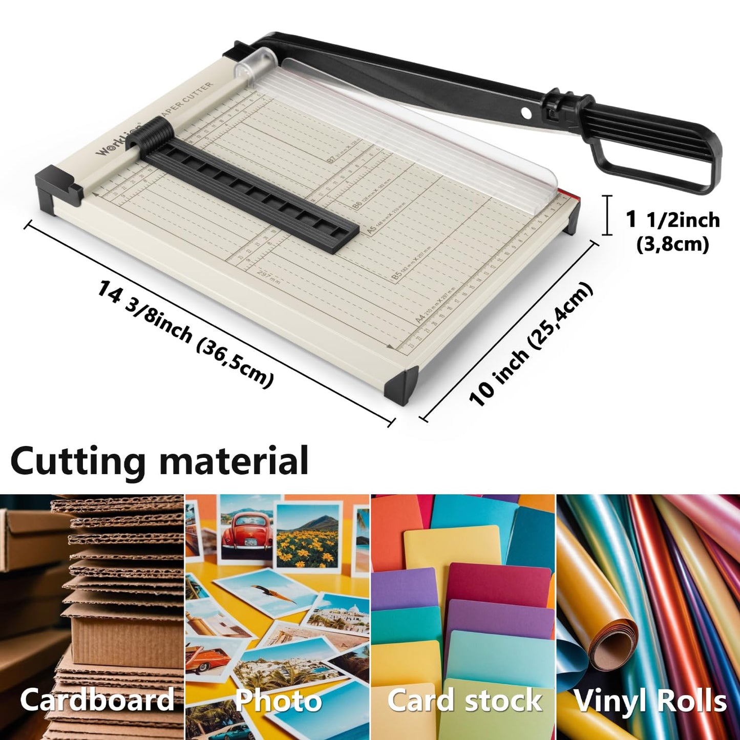 WORKLION Guillotine Paper Cutter A4 – Heavy Duty Paper Trimmer with Safety Guard,15 Sheets Capacity, Precision Guillotine Cutter for Cutting Paper, Card,Photos,Vinyl and More with Ease.
