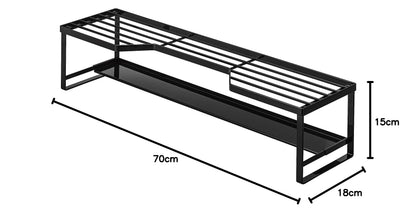 Yamazaki 5269 Stove Back Rack with Exhaust Outlet Cover, for 23.6 inches (60 cm) Stove, Black, Approx. 27.6 x 7.1 x 5.9 inches (70 x 18 x 15 cm), Tower Sliding Type, Exhaust Outlet Cover with Shelf