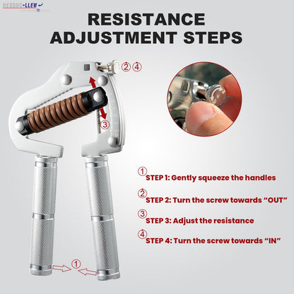 NESOHC-LLEW Adjustable Grip Strength Trainer: Premium 304 Stainless Steel Structure, Aerospace Grade Aluminum Alloy Handle, Grip Strength Adjustable Range 55-264 lbs