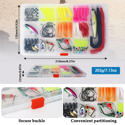 Kivinia 114 PCS Fishing Gear Lure Kit Including Crankbaits, Spinnerbaits, Plastic Worms, Jigs, Hooks, Weights, Topwater Lures, Tackle Box and More, Fishing Tackle Box for Freshwater and Saltwater