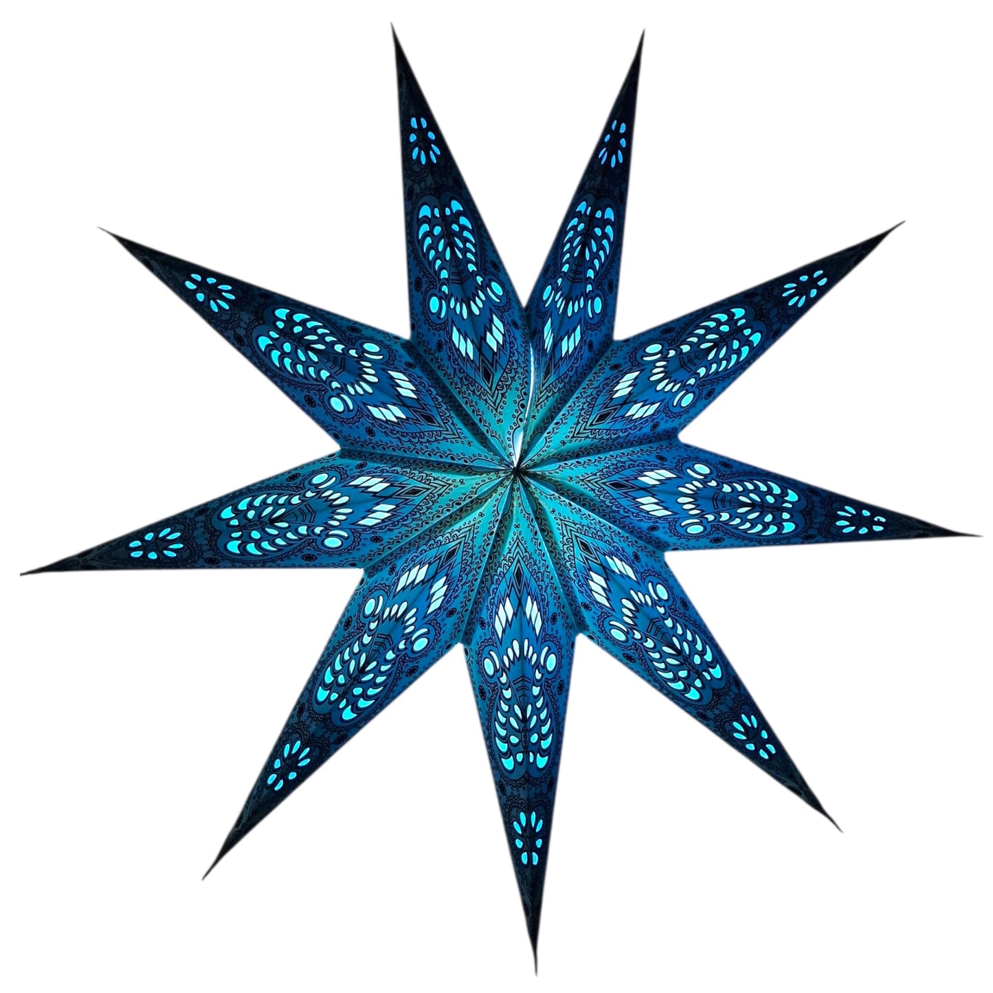 YEPSIO Lantern Lampshade 9 Pointed Paper Star Light Shades Large 60cm Star Hanging Decorations for Christmas Wedding Home Decoration Birthday Party (Blue)