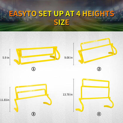 ASENVER 4 Height Adjustable Speed Training Hurdles Fitness & Speed Training Equipment (Set of 10)