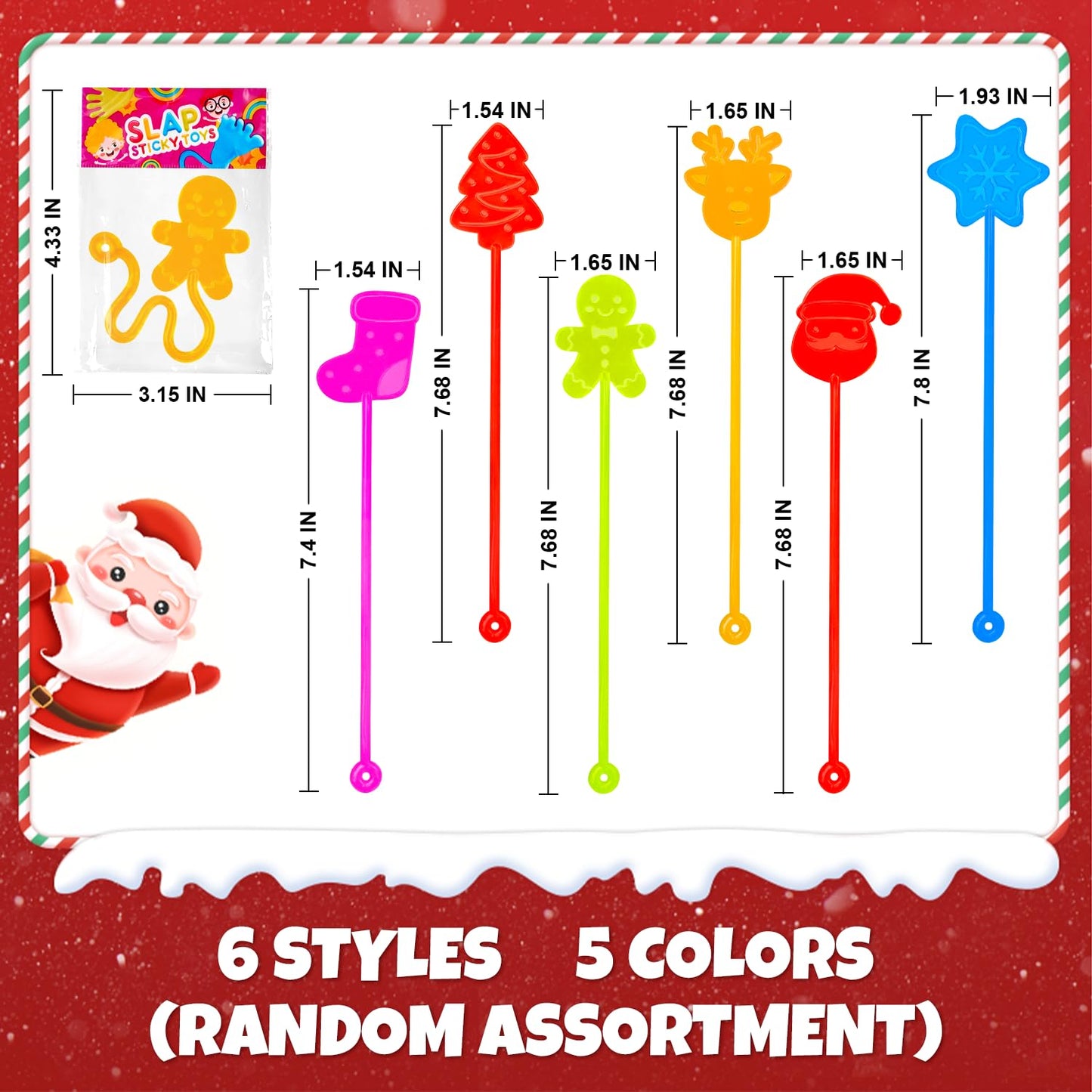Bulk Christmas Party Favors for Toddlers 100 PCS, Xmas Sticky Hands Goody Treat Bag Stocking Stuffer Fillers Bulk for Kids, Holiday Winter Toys Gifts Class School Games Prize Giveaways for Boys Girls
