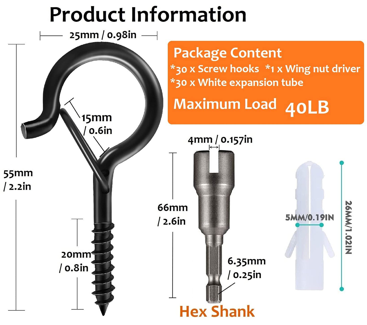 Zzbety 30 PCS Q-Hanger Screw Hooks with Safety Buckle Design, Christmas Lights Hanger Hooks, Easy to Release, Include 1 Wing Nut Driver