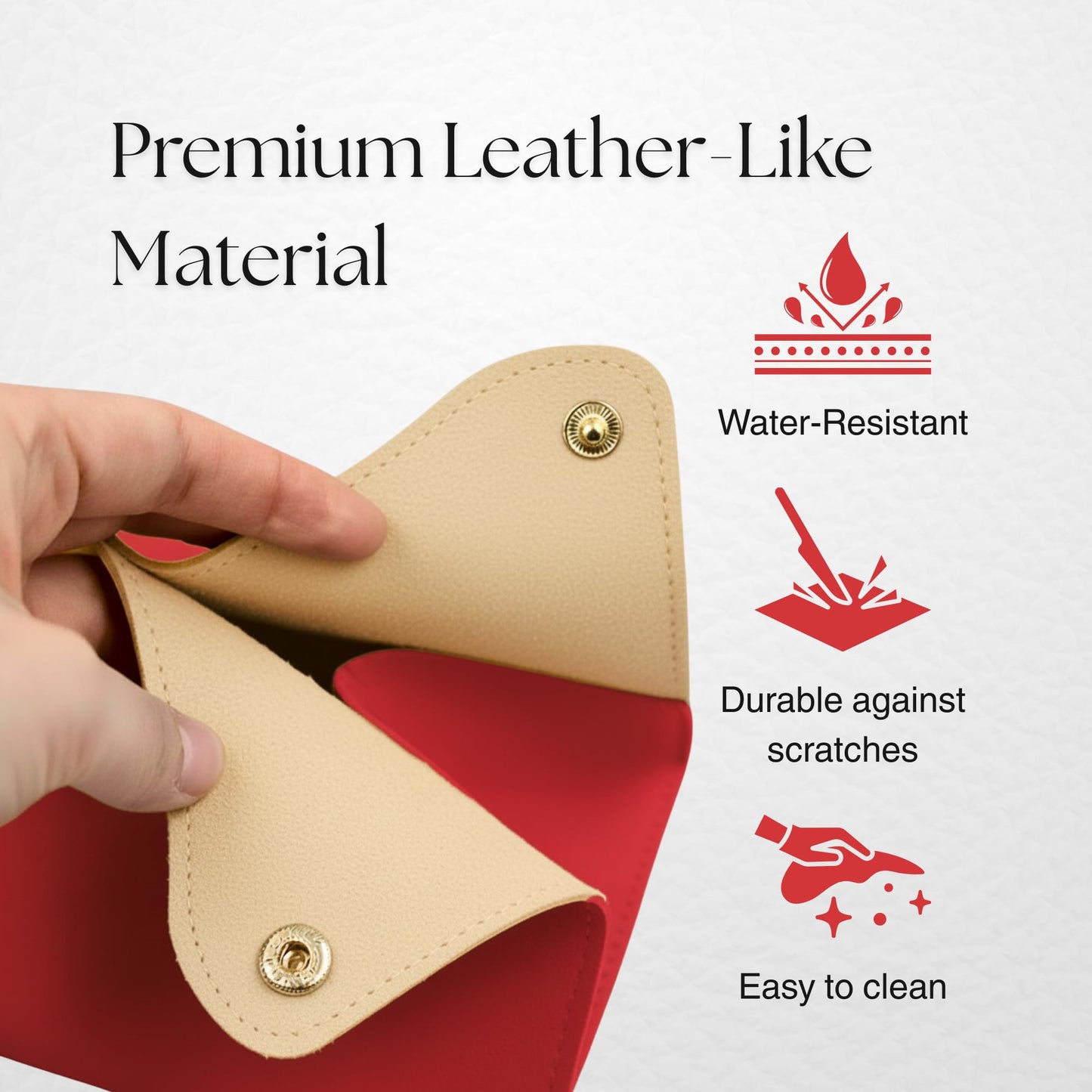 Fit By D.Sign Premium Travel Tissue Holder, Car Tissue Dispenser & Car Napkin Dispenser, Portable PU Leather Pouch for Desk, Auto or Home and Travel Use Everyday Convenience (Red)