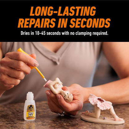 Gorilla Super Glue with Brush & Nozzle Applicator, Clear Glue, 12 Gram (Pack of 2) - All Purpose and Fast Setting for Projects and Repairs