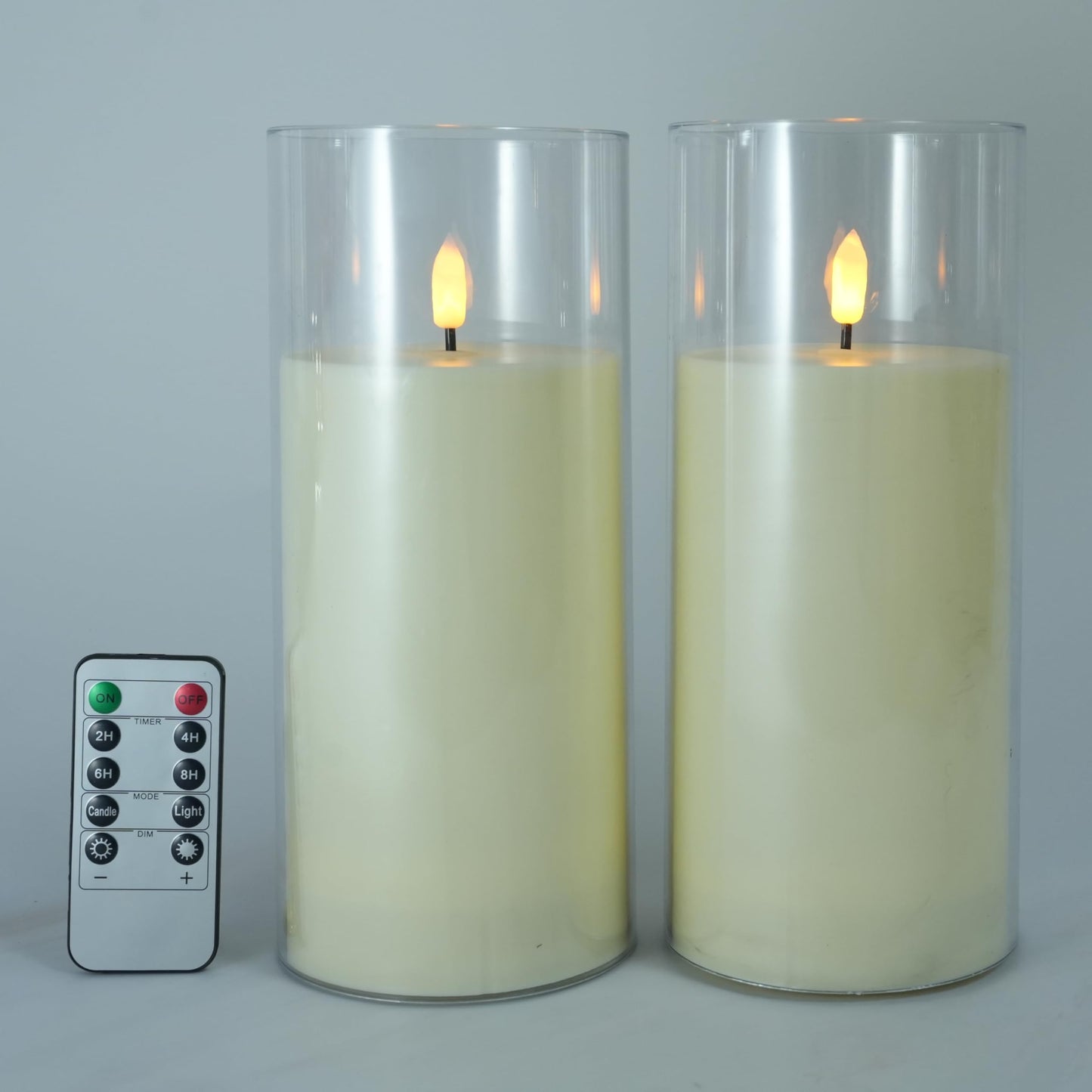 Niceme 9” x 4” Large Waterproof Outdoor Flameless Candles with Remote Control Timer, Flickering LED Pillar Candles Battery Operated for Indoor Outdoor Lanterns Patio Porch Decor, Long Lasting Set of 2