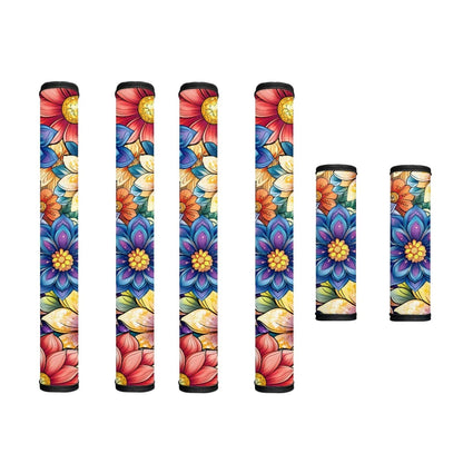 Hwzdsyxl Boho Mandala Flower Print Refrigerator Door Handle Covers Protective Handles Gloves 6 Pieces Universal Kitchen Appliance Handles Decor Keep Off Fingerprints Oil Stains Food Spot