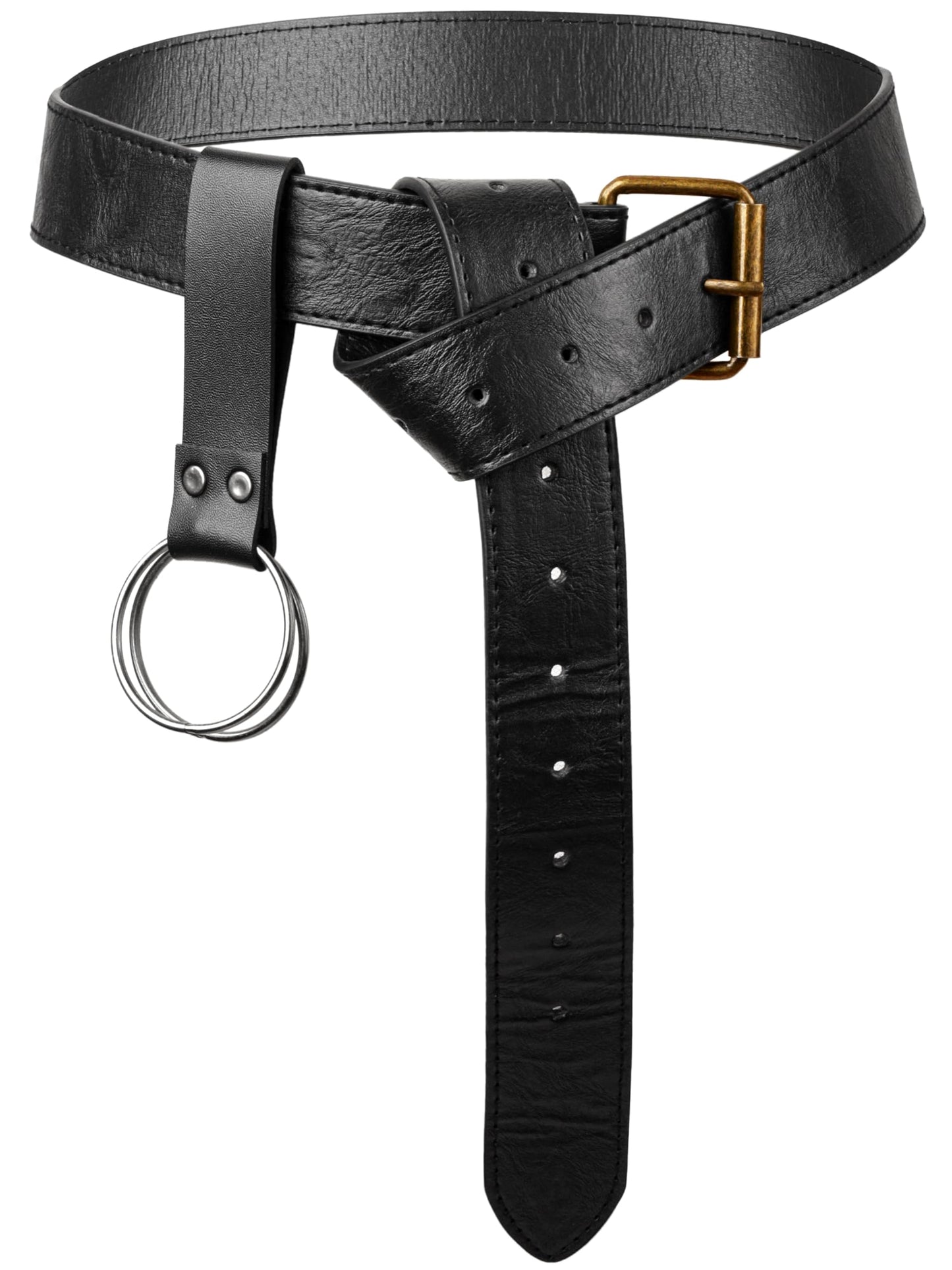 HAQUIL Medieval, Viking Black Faux Leather Belt, Knight, Warrior, Renaissance Belt for LARP Cosplay and Costumes