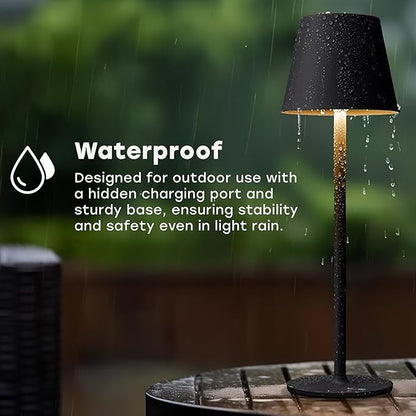 2 Pack Cordless Table Lamp,Portable LED Desk Lamp, 5200mAh Battery Operated, 3 Color Stepless Dimming Up, for Restaurant, Bedroom, Bars, Outdoor Party, Camping, Coffee Shop Night Light Black