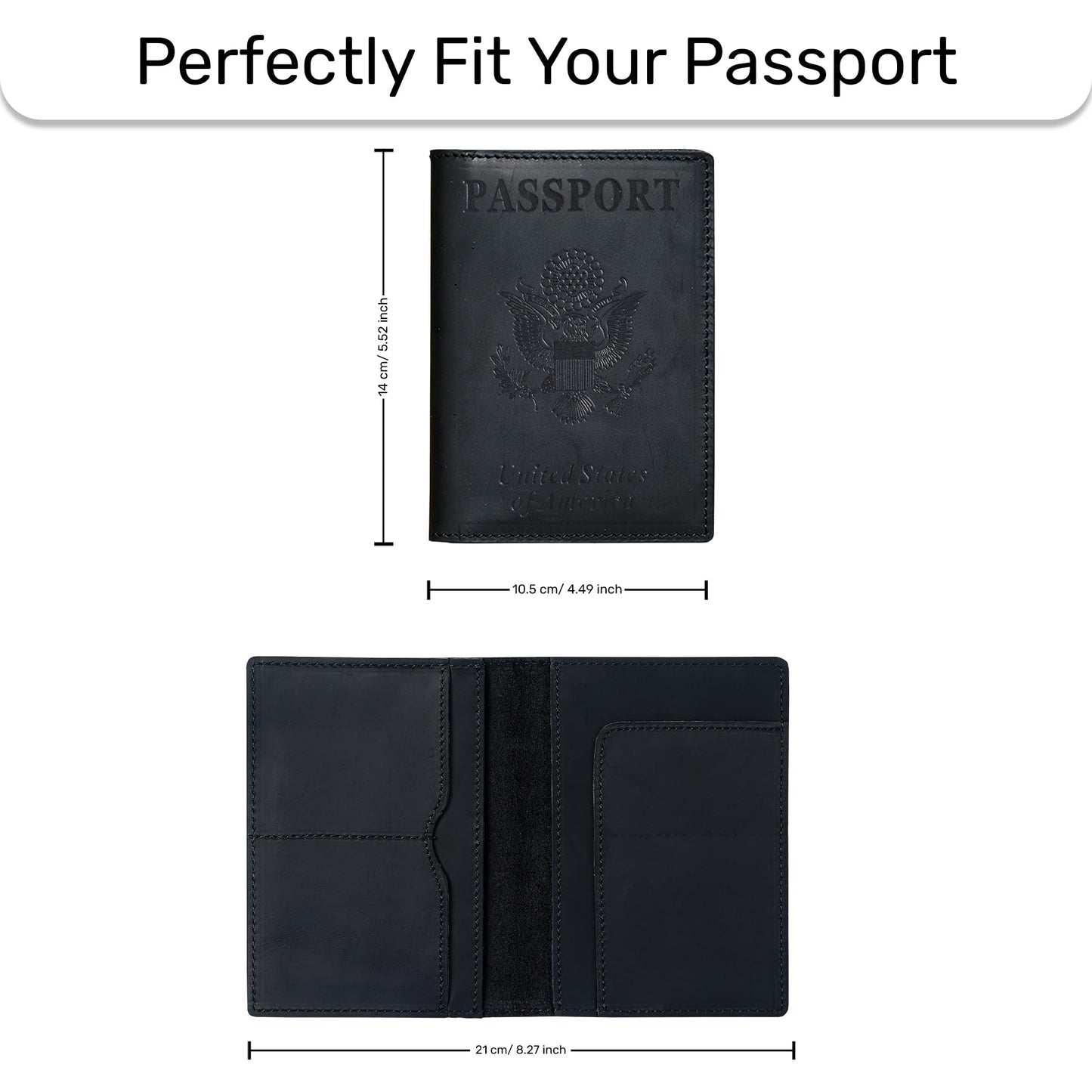 HIFA Leather Passport Holder, Handmade Passport Cover with Card and Ticket Slot - Genuine Leather, Elegant Design, Easy Access - Passport Case, Passport Wallet, Passport Holder