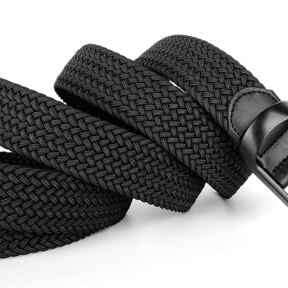Drizzte Plus Size Mens Belt 67'' Casual Elastic Black Braided Stretchy Fabric Web Belts