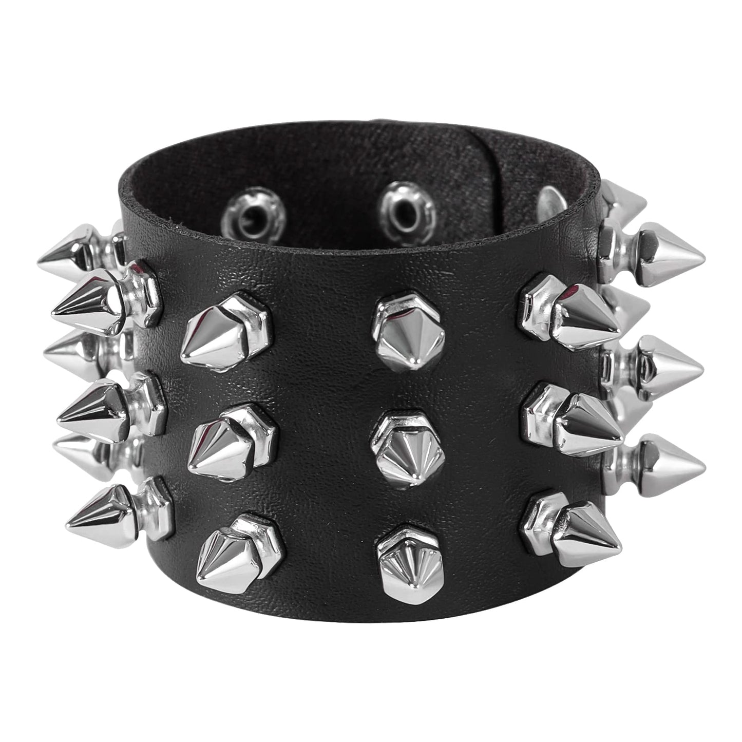 Manfnne Punk Choker Bracelet Spike Collar Neckalce Leather Wristband Cuff Adjustable Goth Jewelry