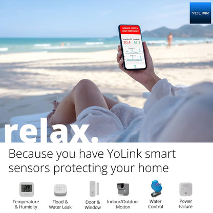 YoLink Smart Wireless Temperature & Humidity Sensor, 3-Pack, Wide Temp Range for Fridge, Green House, Pet Cage, App Alerts, Emails, Text/SMS alerts- Hub Required