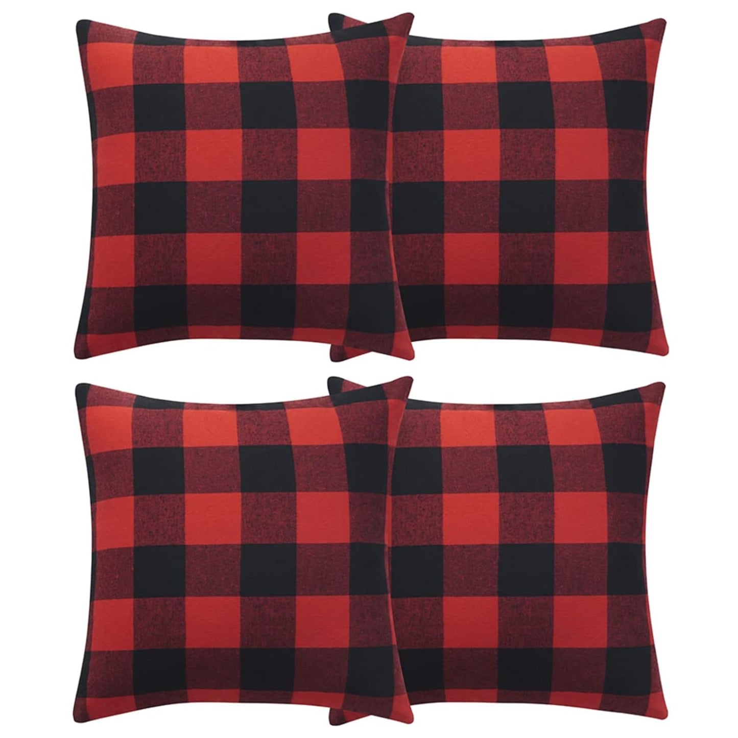 Volcanics Christmas Pillow Covers 18x18 Set of 4, Red and Black Classic Buffalo Check Plaid Decorative Throw Pillow Covers, Farmhouse Square Pillow Case Cushion Pillowcase for Holiday Home Decor Sofa