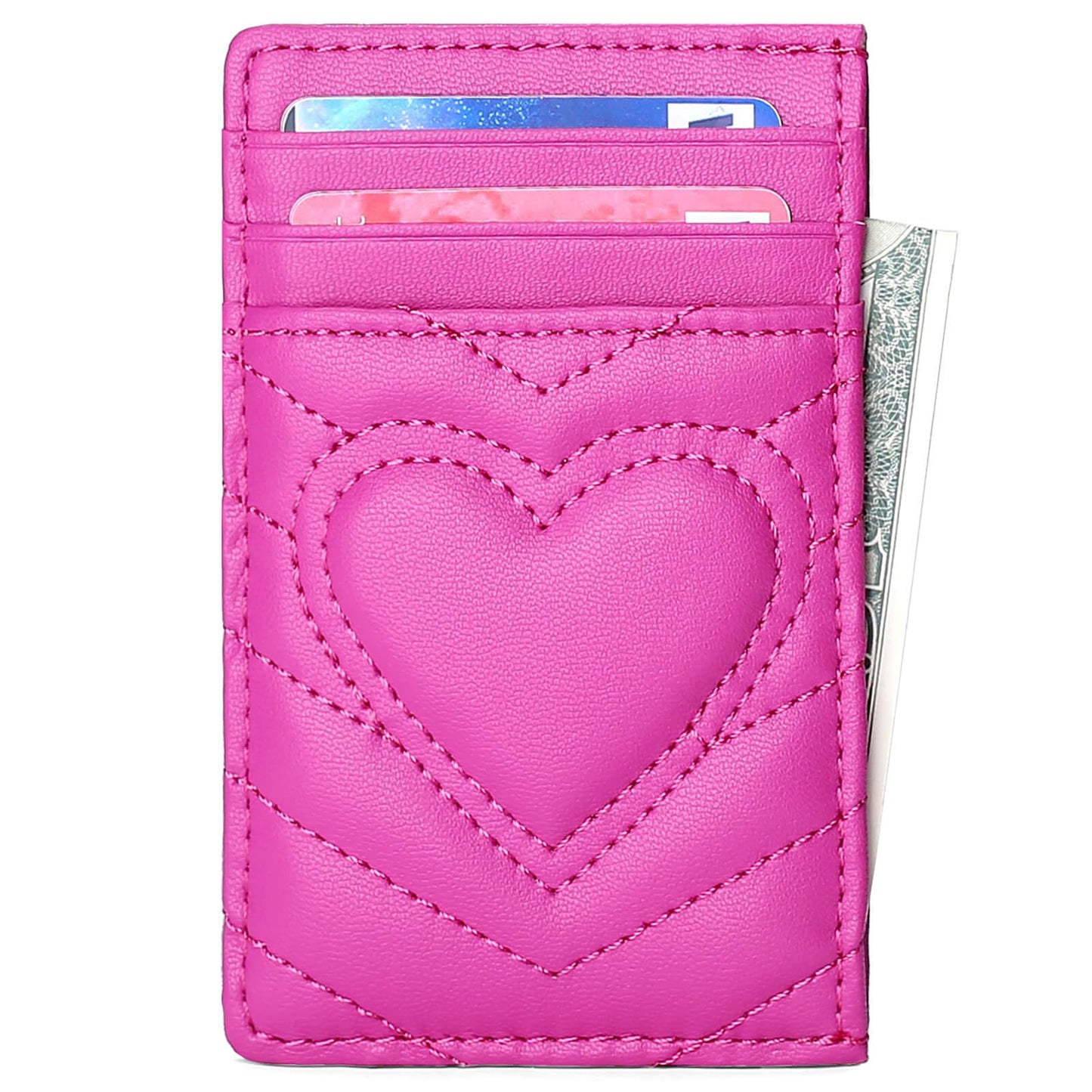 AUNER LEATHER Birthday Gifts for Teen Girls - Graduation Gifts for 10 11 12 13 14 15 16 Year Old Girl, Cute Heart Trendy Stuff, Quilted Leather Card Holder Slim Front Pocket Wallet for Teenage Girls