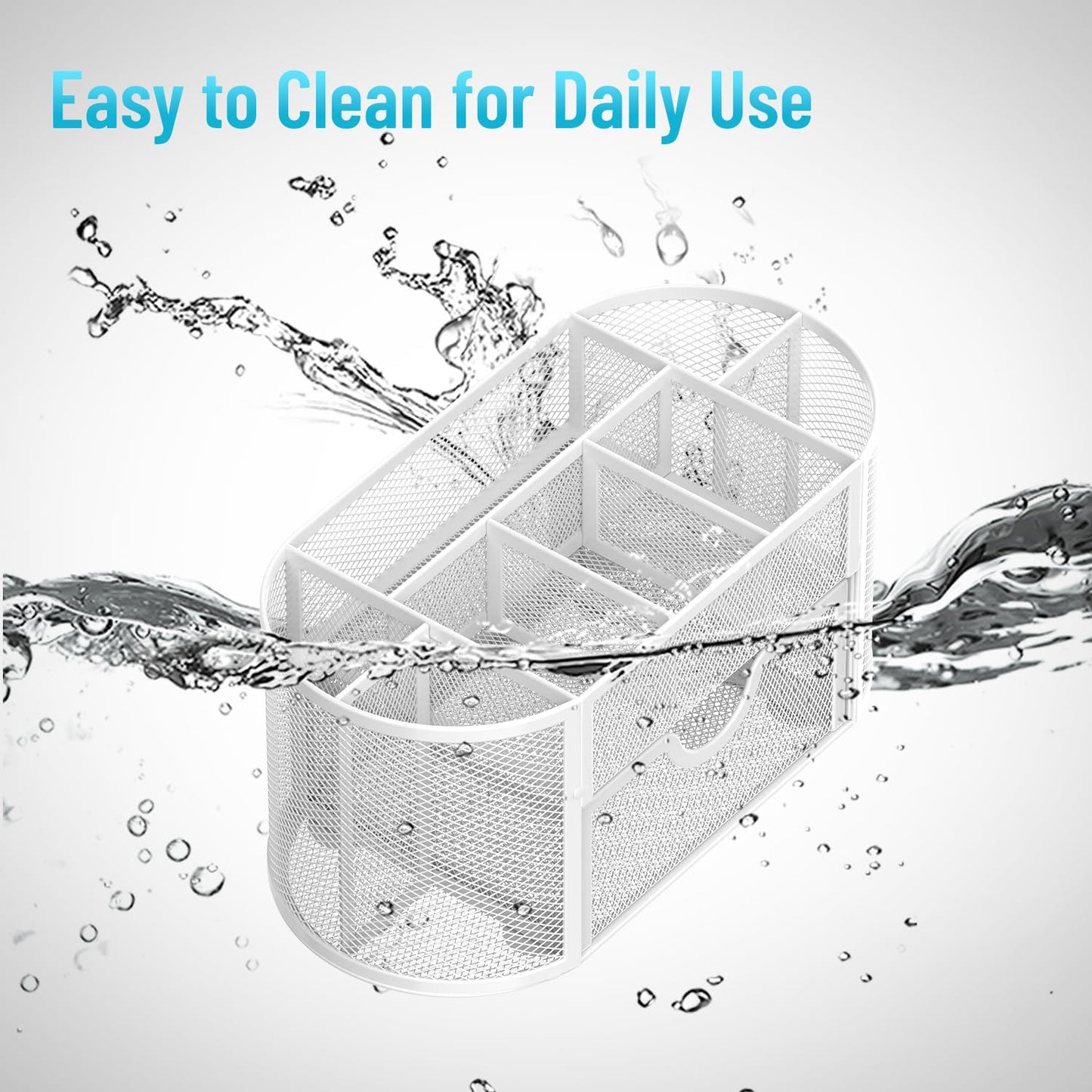 SUPEASY Mesh Desk Organizer, Desk Accessories & Workspace Organizers with Drawers, Pencil Holder for Desk with 9 Compartments for Office Suppliess, School, Classroom, 8.6 x 4.3 x 4.1 Inch, White