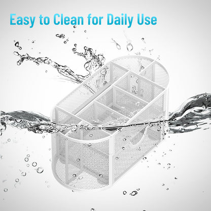SUPEASY Mesh Desk Organizer, Desk Accessories & Workspace Organizers with Drawers, Pencil Holder for Desk with 9 Compartments for Office Suppliess, School, Classroom, 8.6 x 4.3 x 4.1 Inch, White