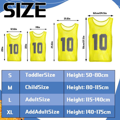 Hercicy 24 Pcs Youth Pinnies Soccer Pinnies Training Vest Adult Mesh Reversible Numbered Football Jersey(Large,Red, Yellow)