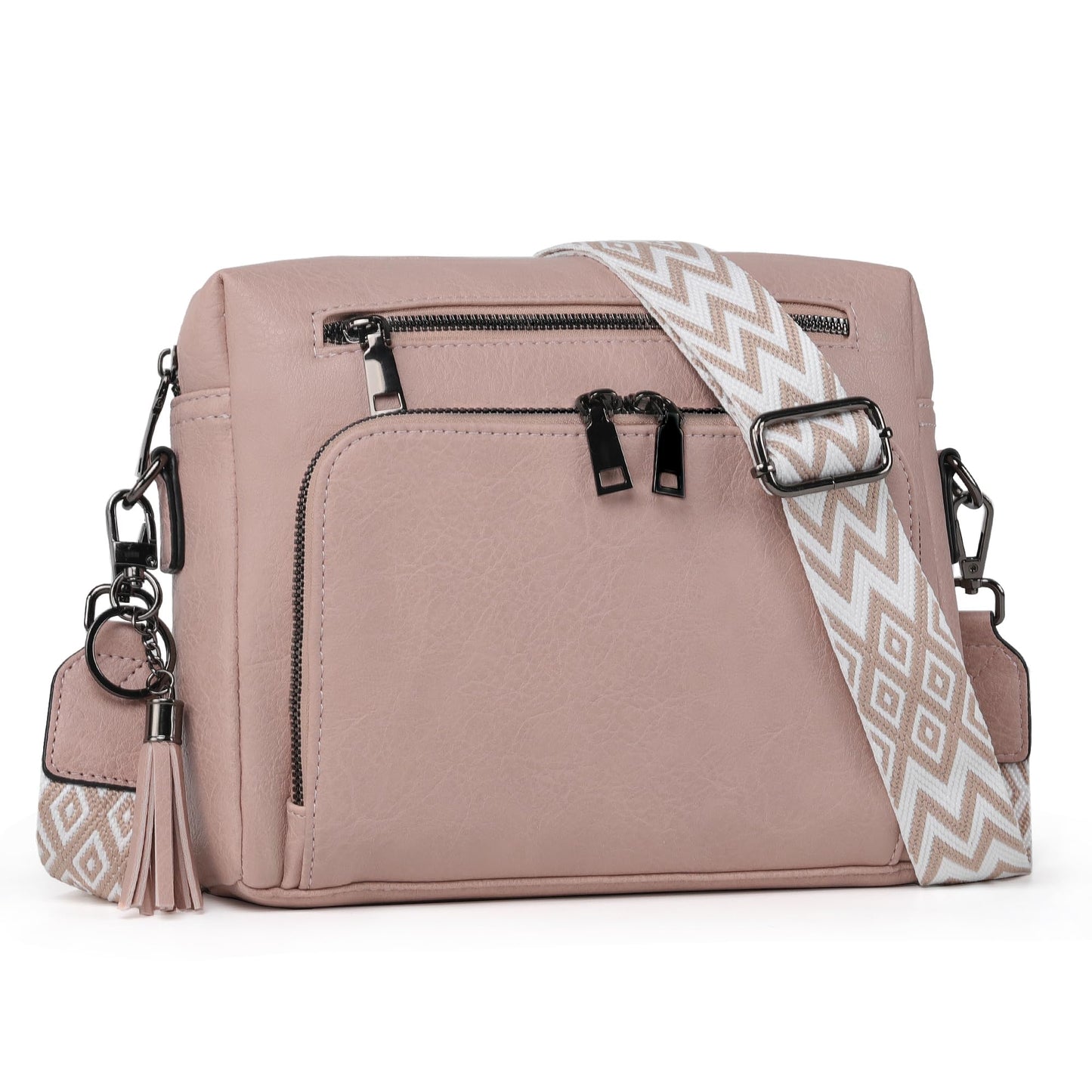 TANTOMI Crossbody Bags for Women Trendy Crossbody Purse Shoulder Handbags Vegan Leather Built in Wallet for Traver-Pink