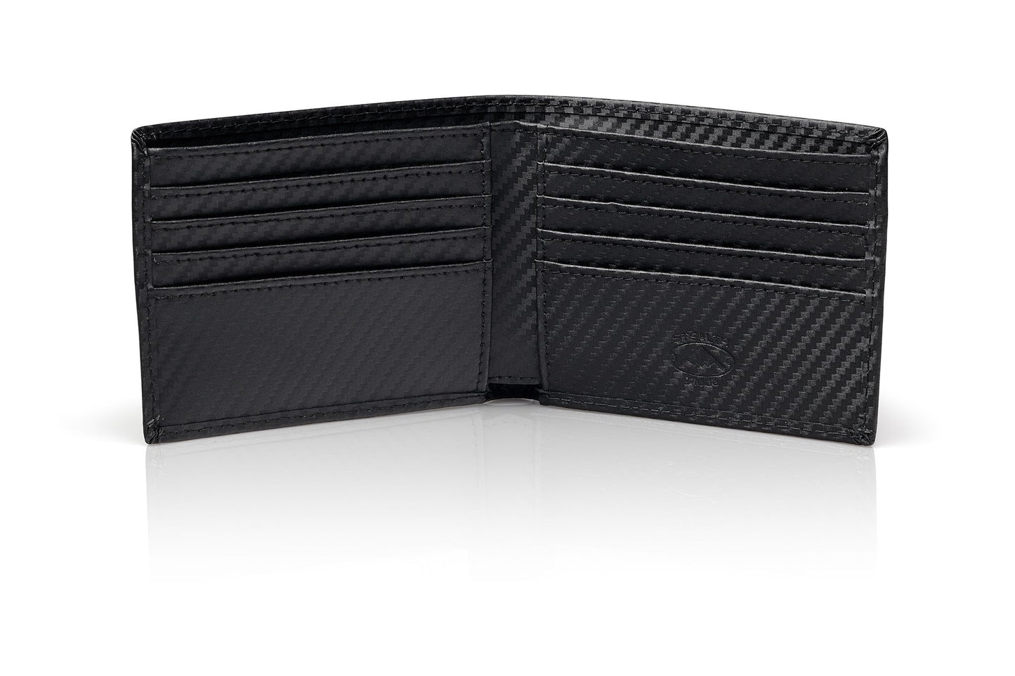 Stealth Mode Leather Bifold Wallet For Men - RFID Wallet With 8 Card Slots and Divided Billfold (Carbon Fiber)