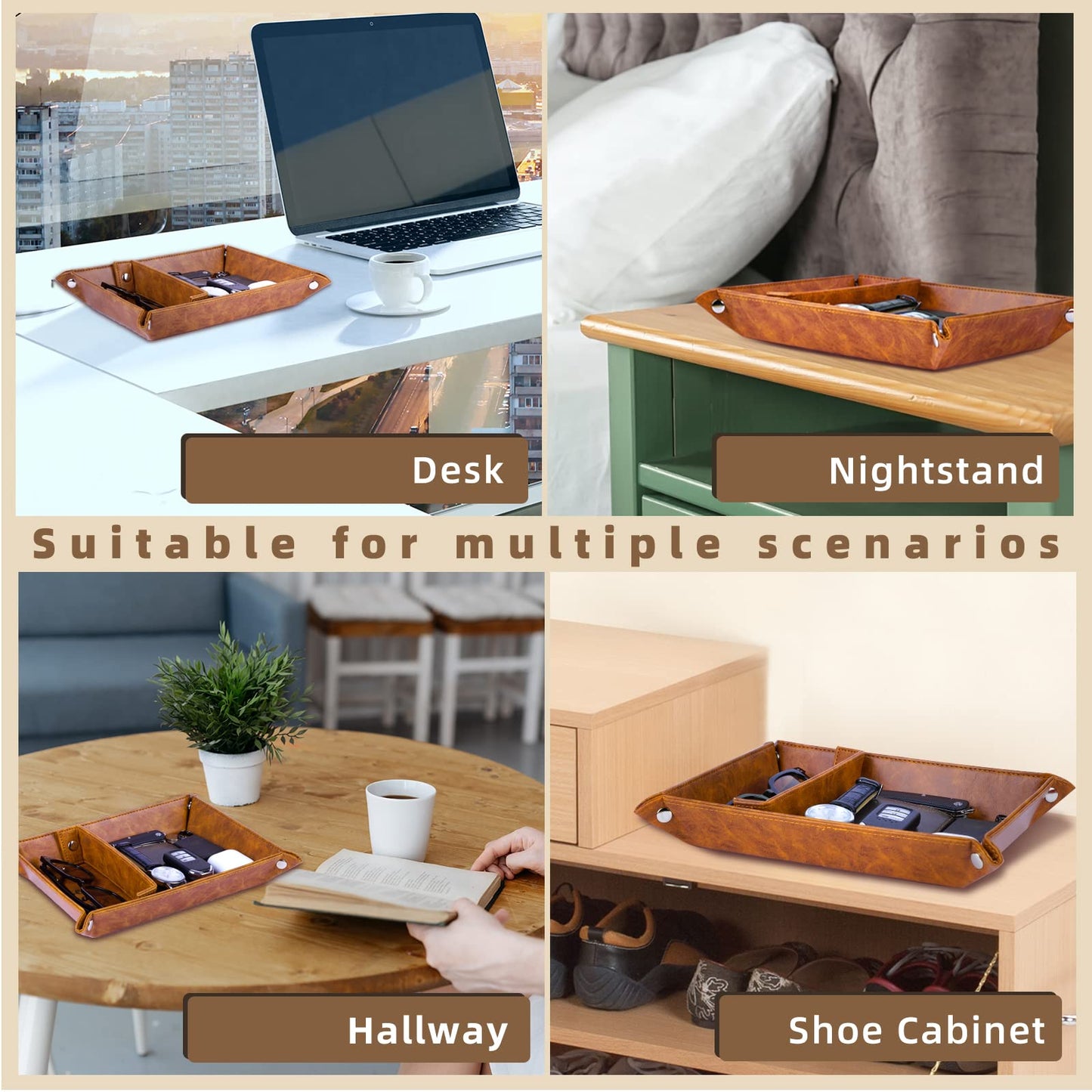 ZAPUVO PU Leather Valet Tray and Keychain, Birthday Gifts for Men, Unique Romantic Gifts for Men Him Boyfriend, Best Mens Gifts Ideas for Husband Anniversary from Wife