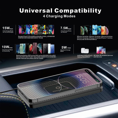 Wireless Car Charger Pad, REESTECQI 15W Wireless Charging Pad for Car Non Slip Phone Car Wireless Charger [40W Car Charger Included] for iPhone 16 15 14 13 12 11, AirPods 3/Pro 2, Samsung S24/S23/S22