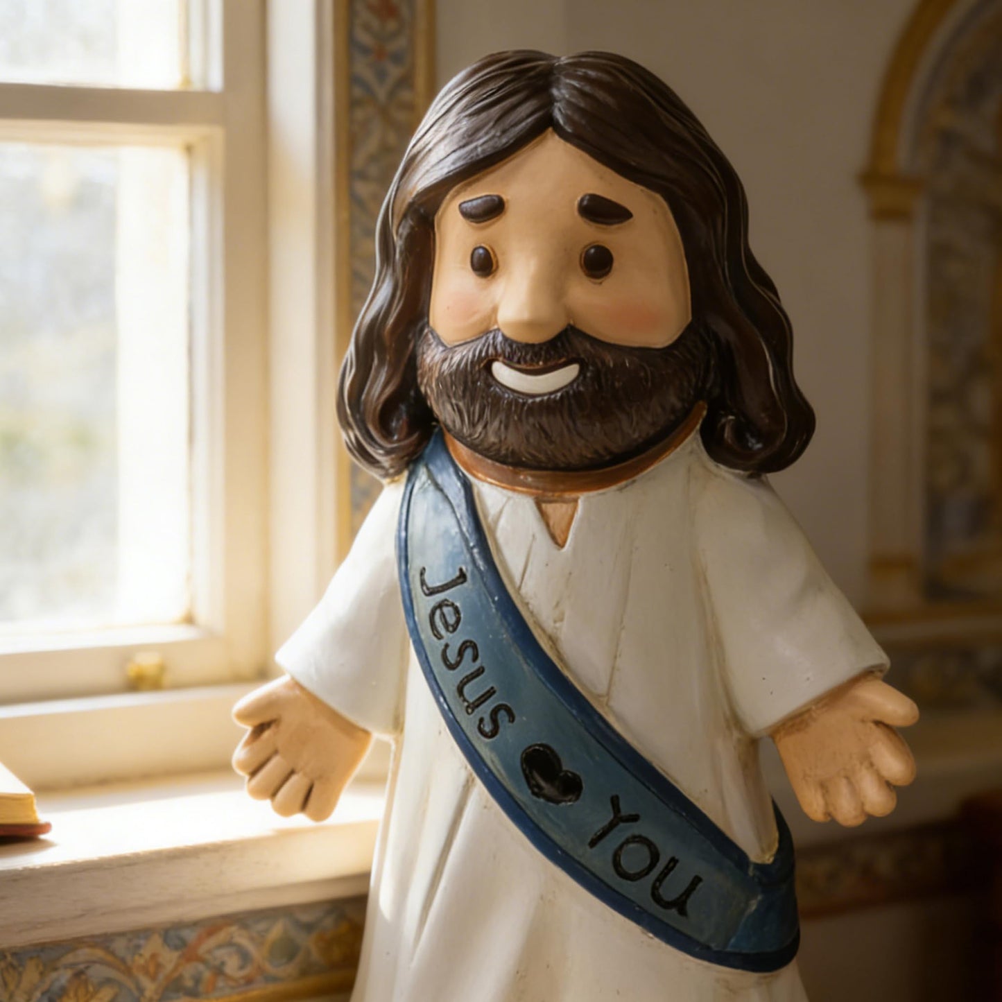 LIULO TOOL Jesus Love You Solar Lighted Figurine, 10.4 Inch Resin Religious Christian Statue, Glowing Christian Gifts for Indoor Home and Outdoor Garden Decorations, Gift for Mom Grandma