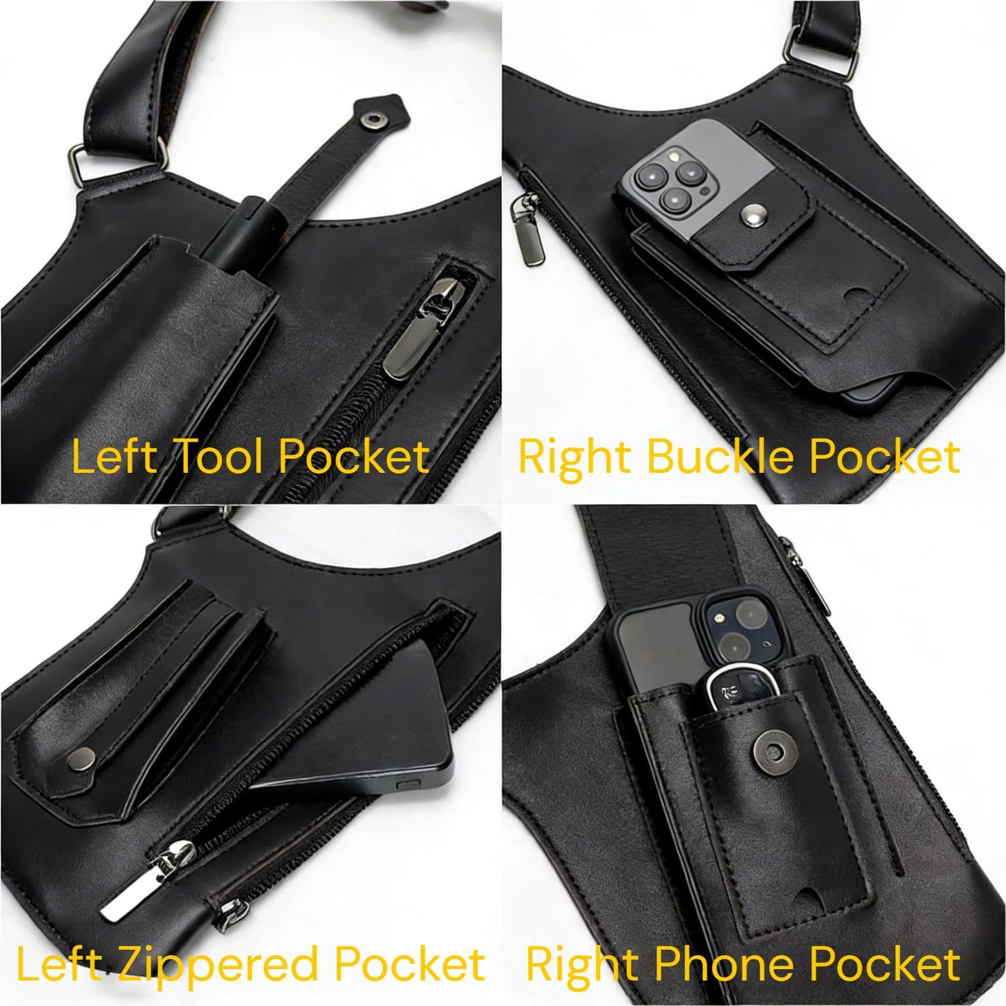 Premium Shoulder Bag for Men, Double Shoulder Armpit Bag Fashion Underarm Holster Wallet Adjustable PU Leather Waterproof Anti-Theft Harness for Men- Boyfriend, Father, Teen Gifts