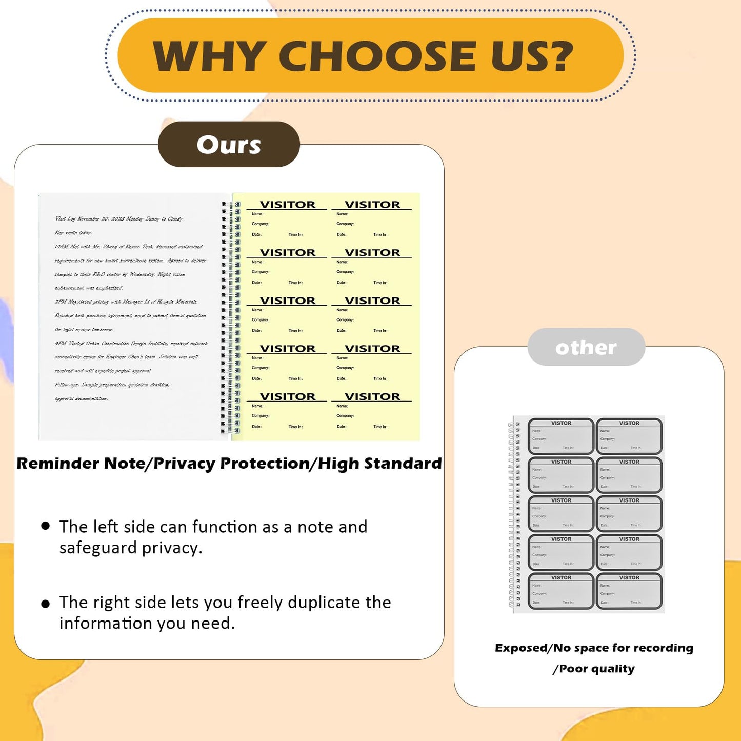3 Pack Visitor Badges with Carbon Copy Visitor Stickers Letter Size Visitor Log Book Protecting Privacy Pages School Church Business Pass 450 Visitor Badges Guest Register Book 90 Memo Pages (3)