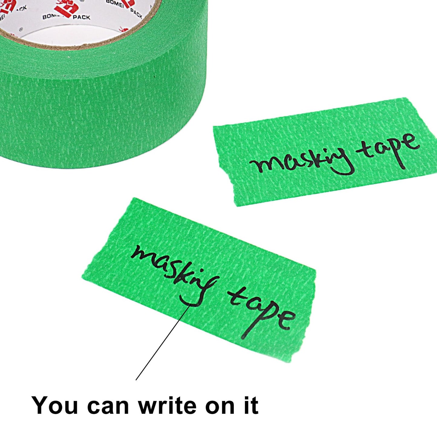 BOMEI PACK Green Painters Tape 2 inch Wide, 3 Rolls Green Masking Tape 2 inch x 60 Yards (180 Total Yards) Residue-Free Painting Tape for Labeling, DIY Crafting, Decoration and School Projects