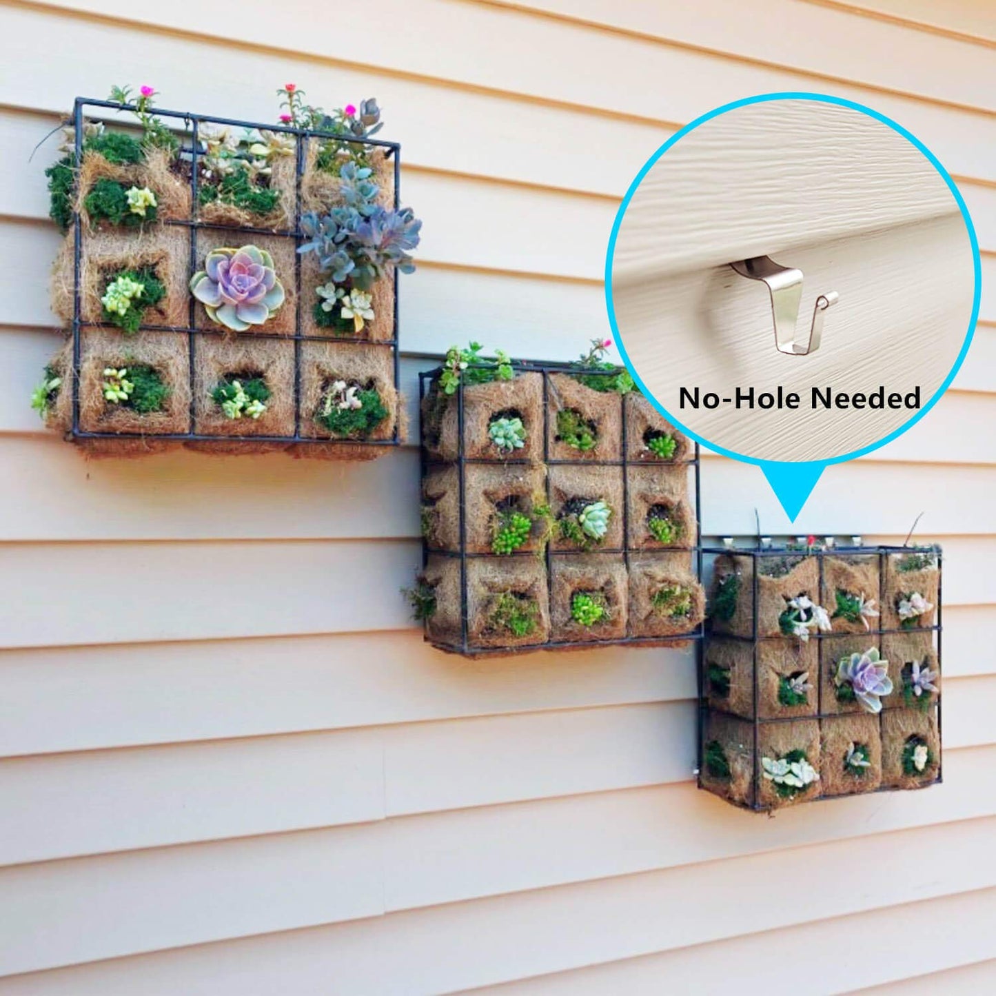 MIUKAA No Hole Vinyl Siding Hooks (12-Pack), Sturdy Hooks for Hanging Outdoor Decor, House Hanger for String Lights & Wreath