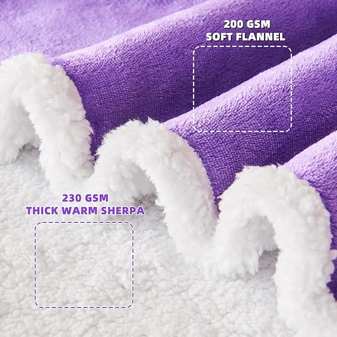 IFNOW Sherpa Wearable Blanket with Sleeves for Women Men Adults, Cozy Wearable Blanket with Arm and Pocket, Warm Full Body TV Wrap Throw Blanket, Soft Robe Blanket as Gifts for Mom Wife, Purple