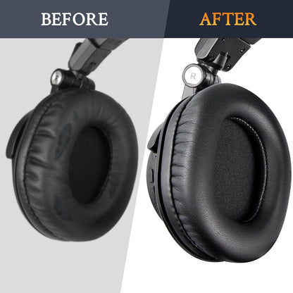 SOULWIT Earpads Replacement for Audio Technica ATH M50X M50XBT M50RD M40X M30X M20X MSR7 SX1 Monitor Headphones, Ear Pads Cushions with Softer Protein Leather, High-Density Foam - Black