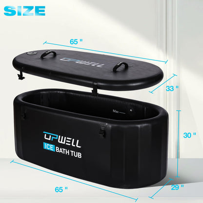 UPWELL Cold Plunge Tub Large Portable Oval Inflatable Ice Bath with Cover Tub for Cold Water Athletes Large Baths for Therapy Recovery at Home or Outdoors Ice Plunge Black