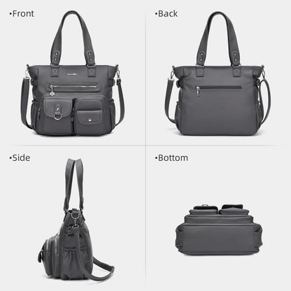 KouLi Buir Large Crossbody Bag for Women, Shoulder Bag Tote Handbag with Adjustable Strap, Vegan Leather Hobo Bags for Work Travel(Charcoal Gray)