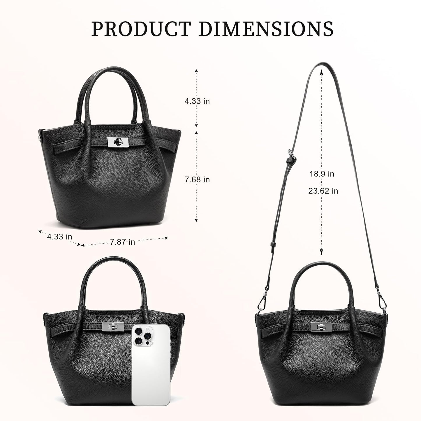 Genuine Leather Bucket Bags for Women: Small Tote Purses for Ladies Luxury Designer Crossbody Satchel Handbags(Black)