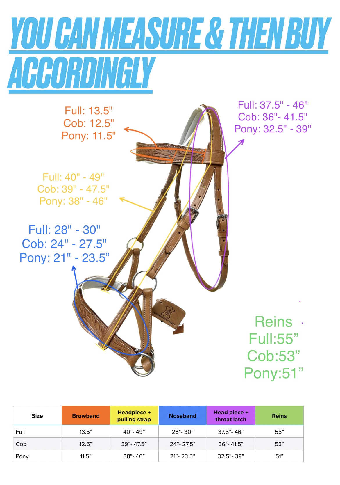 AMAZING HORSE STUFF Sidepull Bitless Bridle with Designer Hand Carving On Browband & Noseband Curved Shaped Natural (Full)