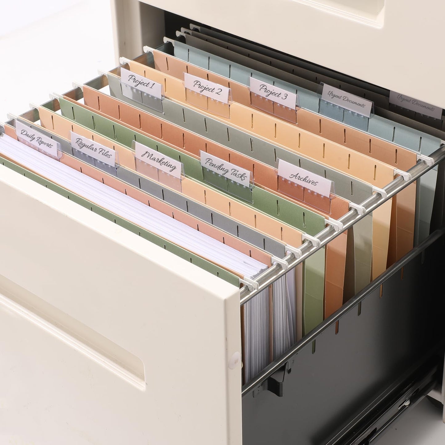 SUNEE 25 Count Hanging File Folders, Pastel Colors, Hanging File Folders Letter Size, Hanging Folders with 1/5-cut Tabs, Designed for Bulky Files, Filing Cabinets, Medical Charts