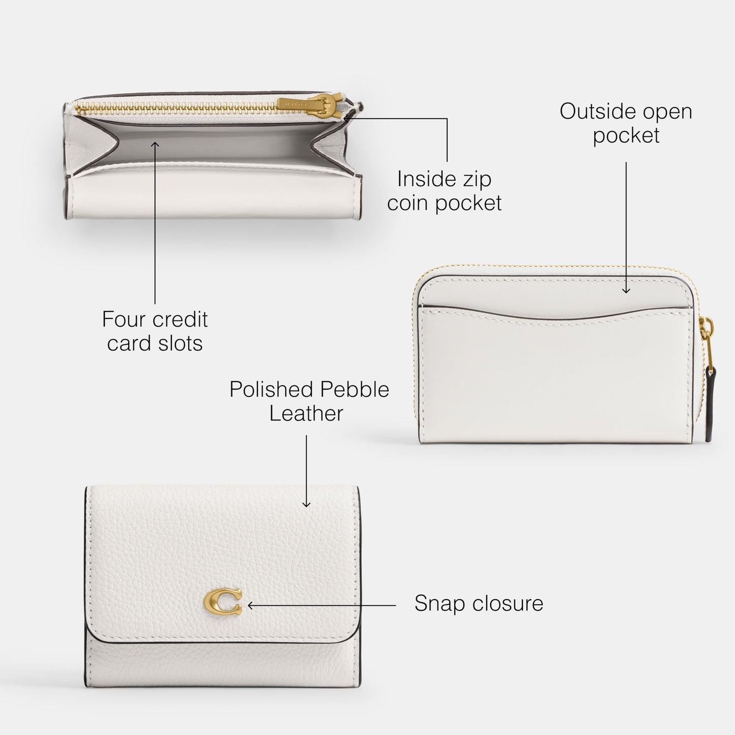 COACH Polished Pebble Leather Essential Flap Card Case