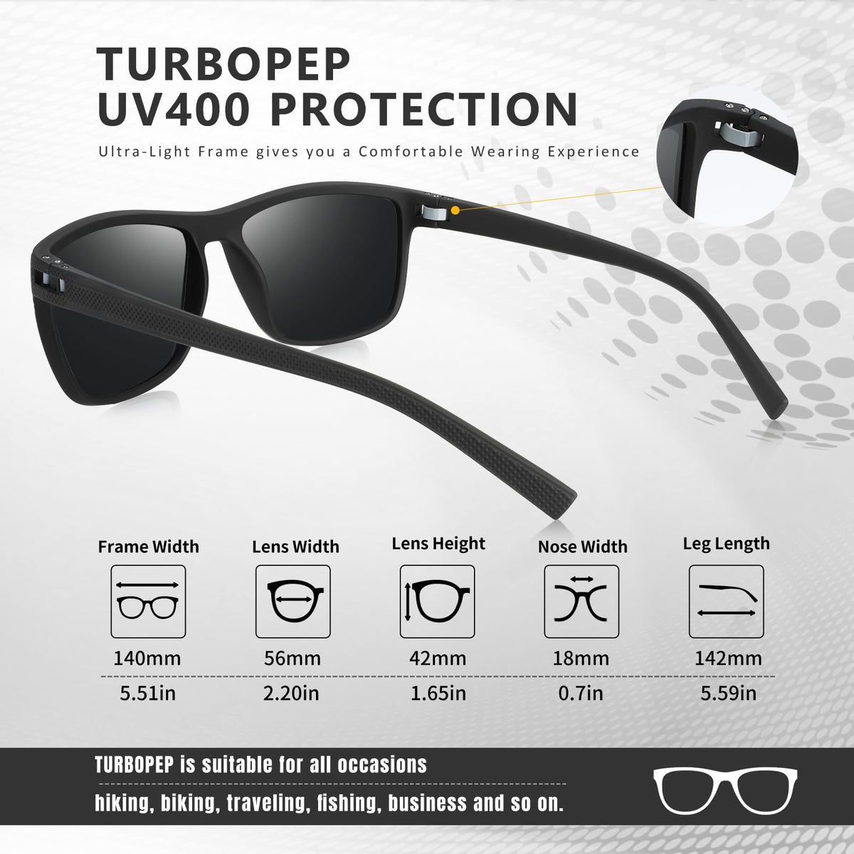 Square Polarized Sunglasses for Men and Women Lightweight Frame Sun Glasses with UV Protection