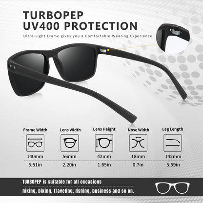 Square Polarized Sunglasses for Men and Women Lightweight Frame Sun Glasses with UV Protection