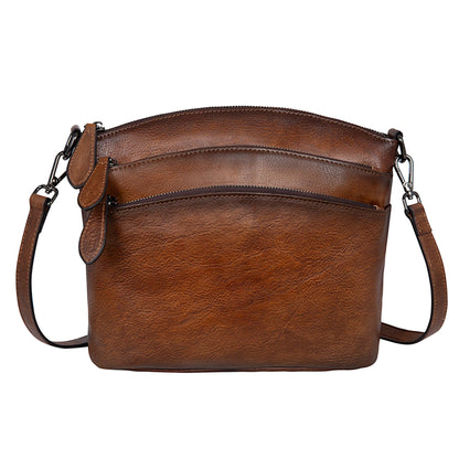 HESHE Crossbody Bags for Women Leather Purses with Multi-Pockets Vintage Cross-body Bag Ladies Small Satchel Shoulder Handbags Hobo Bag (Coffee)
